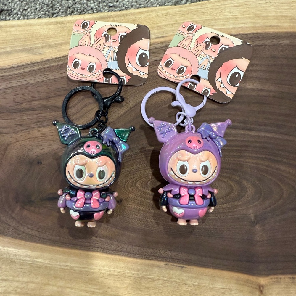 Labubu kuromi electroplated keychains sold as a set of 2